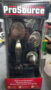 lot 1601 image: ProSource Antique Brass Front Entrance Handle set