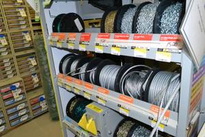 lot 1521 image: (8) Spools Galvanized Cable - Plain and Vinyl Coated - 332 to 14