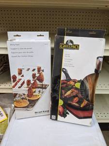 lot 135 image: GrillPro Cast Iron Cooking Pan and Grilling Chicken Wing Rack