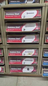 lot 980 image: (2) Parts Cabinets w Stainless Steel Self Drilling Screws and More