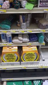 lot 1034 image: Contents of (3) Shelves - Rope, Clothesline Inventory, Twine and More