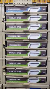 lot 942 image: (3) Parts Cabinets w Stainless Steel Carriage Bolt Inventory Sizes 14 to 12