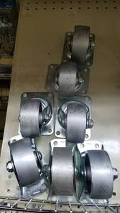 lot 1080 image: (7) 3 Caster Steel Wheels  Swivel and Straight