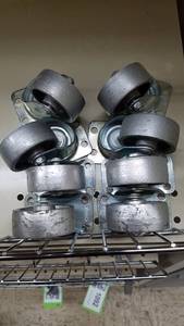 lot 1084 image: (8) 2 Steel Wheel Straight and Swivel Casters