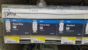 lot 1286 image: Inventory of White Standard and Heavy Duty Duplex Receptacles