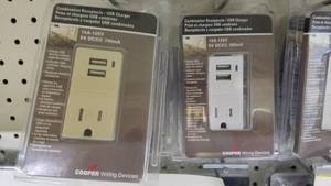 lot 1241 image: (7) Cooper Combination USB Charger  Receptacle