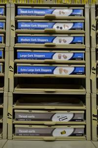 lot 937 image: (3) Parts Cabinets w Inventory of Cork Stoppers and Thred-serts