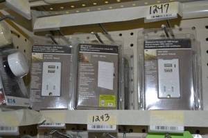 lot 1247 image: (5) Cooper Combination Receptacle  USB Chargers and LED Step Lights