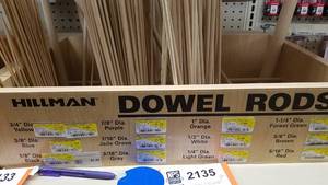 lot 2133 image: Hillman Birch Dowel Rod Inventory and Storage Display