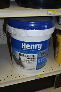 lot 2281 image: 4.75 Gallon Henry Dura-Brite White Elastomeric Roof Coating
