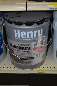 lot 2278 image: 4.75 Gallon Henry Fibered Aluminum Roof Coating