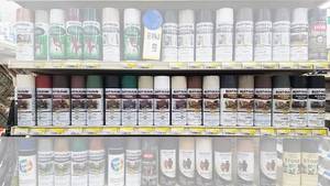 lot 802 image: Assorted Rustoleum Spray Paint - Contents of Shelf - See Pics