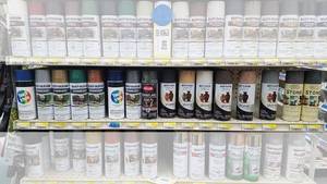 lot 803 image: Assorted Rustoleum and More Spray Paint - Contents of Shelf - See Pics