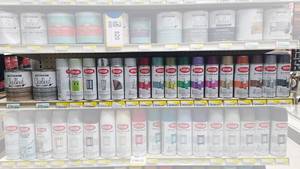 lot 821 image: Shelf of Krylon Spray paint and Rust-Oleum Chalk Paint