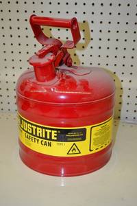 lot 663 image: 2 Gallon Justrite METAL Fuel  Gas Can