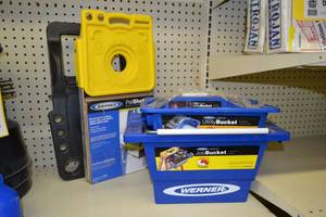 lot 671 image: (4) WERNER Step Ladder Accessories - Buckets, Pail Shelf