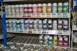 lot 827 image: (3) Shelves and Inventory of Americana Dcor Craft Paint