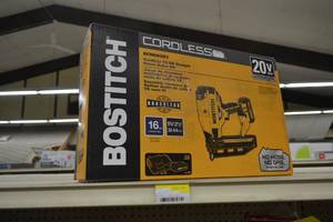lot 466 image: NEW Bostitch Cordless 20V 16GA Straight Finish Nailer