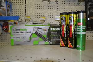 lot 706 image: Lubrimatic Pistol Grip Grease Gun and (3) Tubes of Grease