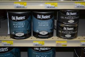lot 1775 image: (3) Old Masters Interior Oil-Based Gel Polyurethane, Clear Satin (1) Quart Old Masters Interior Water-Based Masters Armor - Gloss (1) Quart Old Masters Interior Water-Based Masters Armor - Semi-Gloss