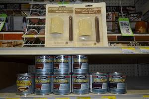 lot 1794 image: (9) Minwax PolyShades, 8 oz., (2) Wood Graining Tools