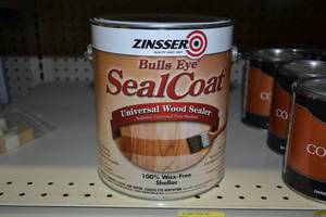 lot 1796 image: 1 Gallon Zinsser Bulls Eye SealCoat Universal Wood Sealer, 100% Wax Free Shellac