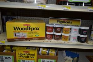 lot 1808 image: (20) Abatron Pigments, (2) Abatron WoodEpox 2 Quart Kit
