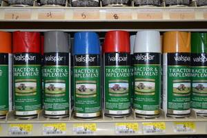 lot 1822 image: (33) Valspar Tractor & Implement Enamel Spray Paint Cans