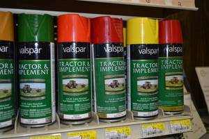 lot 1823 image: (18) Valspar Tractor & Implement Enamel Spray Paint Cans