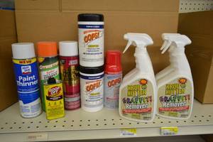 lot 1855 image: Paint Thinners, Stirppers, Oops Paint Removers, Goof Off, Krud Kutter Graffiti Remover