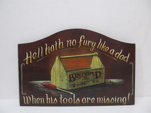 lot 66 image: Dads Tools wooden Display Sign Wall Plaque