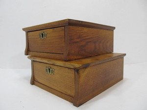 lot 72 image: 2 Antique Oak Dresser Boxes wDrawers