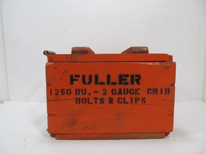 lot 73 image: Vintage Orange Painted Wood Military Ammo Crate wLid