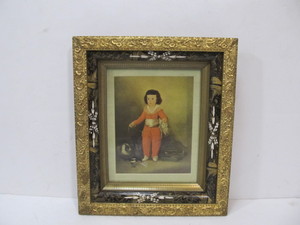 lot 75 image: Excellent Vintage Deep Gilt Wood Frame wPrint