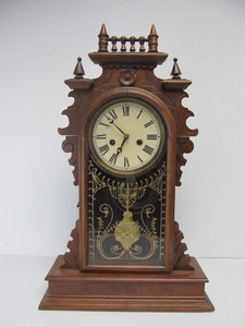 lot 77 image: Working Antique Kitchen Clock wPendulum & Key