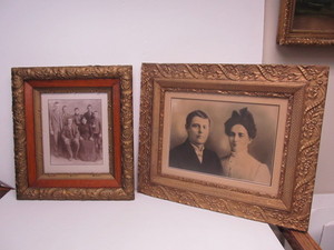 lot 89 image: Pair of Antique Frames wPortrait Photo Prints