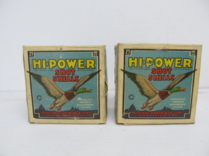 lot 34 image: Pair of Vintage Federal HI-POWER Shotgun Ammo Boxes wShells