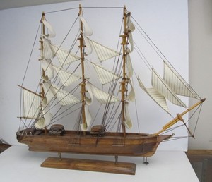 lot 45 image: Large Wooden USS CONSTITUTION Ship Display 