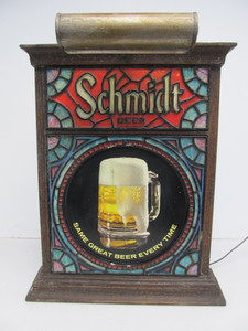 lot 105 image: Vintage Lighted SCHMIDT Stained Glass Style Advertising Beer Sign