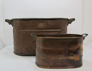 lot 181 image: Large and Small Vintage Copper Boilers