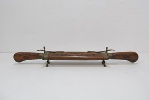 lot 185 image: Vintage Footed Wood Brass Carving Set