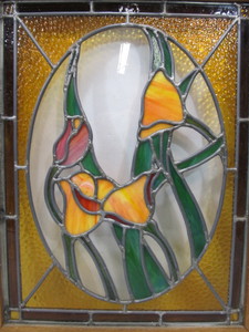 lot 187 image: Vintage Stained Glass Wall Hanging