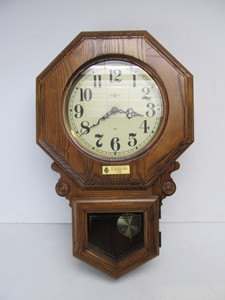 lot 113 image: Working Vintage HOWARD MILLER Regulator Wall Clock - Strohs Beer Employee Award