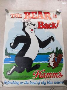 lot 119 image: Vintage HAMMS The Bear is Back Advertising Beer Poster