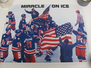 lot 220 image: Original 1980 US Olympic Hockey Team Miracle On Ice Poster