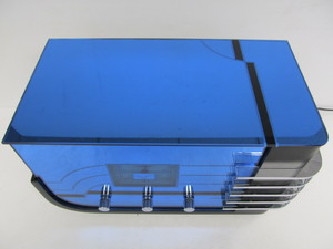 lot 2 image: Working CROSLEY Collectors Series Model CR-38 Art Deco Mirrored Blue Glass Radio
