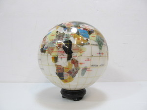 lot 233 image: Colorful Inlaid Stone Glass World Globe