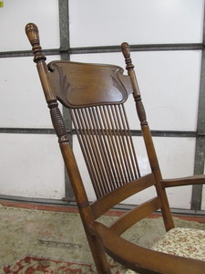 lot 131 image: Antique Tall Spindle Back Rocking Chair