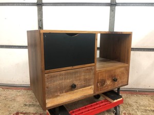 lot 7 image: Quality Crate & Barrel Atwood Reclaimed Wood Dovetailed Lowboy Cabinet