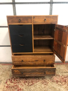 lot 8 image: Quality Crate & Barrel Atwood Reclaimed Wood Dovetailed Tall Chest 